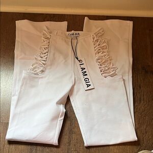 NWT I.AM.GIA White Vera Lace-Up Pants